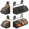 Cesta de almacenamiento para cocina con ventosa para montaje en pared, estante de almacenamiento sin taladro, caja de almacenamiento para jengibre y ajo, accesorio de cesta colgante para jengibre y ajo