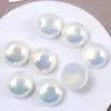 Pendientes de Clog Redondos de Media Cara con Imitación de Concha de Princesa Sirena Iridiscente Accesorios para el Cabello Joyería DIY para Mujeres Accesorios al por Mayor