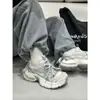 Nuevas Zapatillas de Papá Retro de Cuero Genuino Moda Primavera Doble Capa Suela Gruesa Aumentadoras de Altura para Mujer, Zapatos Deportivos Casuales Desgastados para Mujer