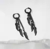 Pendientes de Aro con Cadena de Plumas de Venta Caliente de Comercio Exterior Transfronterizo Europeo y Americano Pendientes para Hombre Pendientes de Plumas