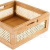 Cesta de armazenamento de vime vintage, caixa de armazenamento de madeira maciça para mesa, diversos brinquedos, revistas, lanches, cesta de armazenamento