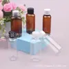 Botella Plana Tapa Twist Marrón 50ml Tapa Twist Transparente Botella Ovalada Botella Aceite Esencial Sub-Botella Limpiador Facial Botella Cebo de Pesca Botella Glicerina