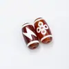 Cuentas dzi de ágata rojo con pátina de alto contenido de aceite de nueve ojos estilo Tíbet con contraste de color claro, cuentas sueltas con múltiples patrones, accesorios decorativos para pulseras al por mayor