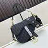 Bolso de Hombro Cruzado para Mujer D Brand, Nuevo y Moderno, Bolso de Hombro, Bolso Silla de Montar, Bolso de Mano Bordado Azul, Bolso de Mano con Estampado Completo