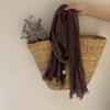 Bufanda de algodón y lino arrugado de estilo retro literario para mujer, verano y otoño, viaje, barba corta, color sólido, chal, bufanda protectora del sol, venta al por mayor