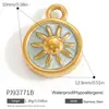 Accesorios de Joyería de Acero Inoxidable Transfronterizos Maleta de Dibujos Animados Goteo de Aceite Flor Colorida Chapado en Oro Real de 18K Colgante