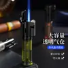 Encendedor a Prueba de Viento de Llama Directa Transparente, Recargable, Diseño Creativo y Único, Llama Azul Directa, Encendedor de Cigarros Estilo Rueda de Pedernal