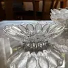 Prato de Frutas de Vidro de Cristal Medieval Folhas e Gotas de Orvalho Tigela de Sobremesa Suporte para Velas Prato de Salada Mini Prato de Cristal Prato