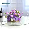 Mesa redonda de restaurante mesa flor hotel mesa de comedor arreglo floral flor hotel mesa de comedor plato giratorio decoración central arreglo floral adorno tela de seda