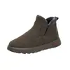 Botas cortas de peluche color sólido estilo minimalista para mujer, botas de algodón peludo cálidas de suela gruesa, zapatos perezosos sin cordones para mujer