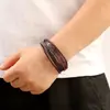 Nuevo Pulsera de Cuero Retro Europea y Americana con Hebilla Magnética Estampado de Cruz Creativo Pulsera con Dijes de Moda Reunión Casual para Hombres
