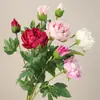 Flores Peônia Artificiais de Alta Qualidade, Hidratantes, com 2 Cabeças, para Casamento, Decoração de Cena Doméstica, Enfeites de Flores Falsas