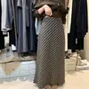 Estilo coreano! Saia longa de sarja vintage e artística para afinar a silhueta, outono de 2026, para mulheres