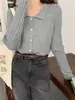 Tejido de punto con solapa Otoño Invierno Temprano Estilo Nuevo Retro Suave Capa Interior Suéter Cárdigan Ajuste Delgado Top Talla Única para Mujer Múltiples Colores
