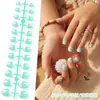 Uñas Postizas a Presión para Niñas de 24 Piezas Estilo Francés Modernas de Comercio Exterior con Tiras de Extensión y Decoración