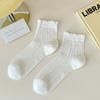 Calcetines Finos de Malla Hueca para Mujer de 200 Agujas, Calcetines Cortos de Color Sólido para Maternidad, Calcetines con Puño de Burbuja y Encaje, Sin Costuras