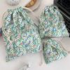 411274 Paquete de productos para el cuidado de la piel, bolsa de cosméticos portátil de bolsillo, bolsa de almacenamiento de tela con cordón, bolsa de viaje portátil para el polvo