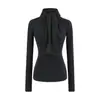 Camiseta de Manga Larga con Bufanda Extraíble Sexy Cepillada para Chica Caliente, Cintura Delgada para Mujer, Aspecto Adelgazante, Camiseta Básica, Top Corto, Moderno