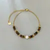 Pulseira Popular Europeia e Americana Transfronteiriça para Mãos, Simples e Popular, Feita de Aço Inoxidável Banhado a Ouro 18K com Pedras Naturais Unidas, que Não Desbota, para Mulheres