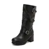 Hebilla de Cinturón Nueva Suministro de Comercio Exterior Botas Talla Grande 40-48 Botas de Tacón Grueso Medio Botas de Media Caña Botas Chelsea Botas de Motocicleta