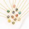 Collar Personalizado Estéreo de las Doce Constelaciones Europeas y Americanas Colgante de Piedra de Nacimiento Cortado a Doble Cara con Circonita Cadena para la Clavícula con Piedras Preciosas de Colores