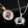 Accesorios de Joyería Hip-Hop Europeos y Americanos Transfronterizos Colgante Redondo para Foto de Circonita Cúbica de Memoria Marco de Foto Personalizado Collar para Hombre