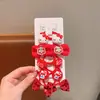 Nuevos Lazos Rojos de Año Nuevo para Niñas, Pequeñas Gomas para el Cabello para Niñas, Bandas Rojas para el Cabello de Bebé para Fiestas, Juego de 5 Diseños de Dibujos Animados