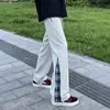 Pantalones Deportivos de Patchwork a Cuadros Blancos y Grises para Hombre y Mujer, Pantalones Casuales de Pierna Recta, Pantalones Pesados de Micro-Campana Estilo High Street Americano de Otoño