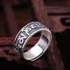 Fábrica de origen de plata para personajes productos genuinos plata tailandesa mate adornos de mano plata 990 unisex anillo abierto mantra de seis caracteres