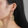 Nuevos pendientes de acero de titanio transfronterizos de temperamento exagerados de personalidad Puerta del Este pendientes largos dorados irregulares pendientes mujer
