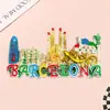 Nuevo souvenir turístico imán de nevera 3D español pintado a mano - Imán de nevera de resina de la Catedral de Barcelona