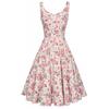 Comercio exterior transfronterizo europeo más vendido vestido de moda retro de los años 50 con estampado floral falda sin mangas en forma de A