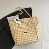Verão Nova Bolsa de Ombro Xadrez Retrô Bolsa Tote de Nylon de Grande Capacidade Design de Nicho Bolsa de Lona Casual