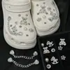 Amuletos de Zapatos de Carrusel Accesorios para Zapatos Crocs Decoración de Oso Plateado Flor para Zapatos Jibbitz Decoraciones Desmontables