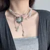 Colar de Flor de Pérola em Camadas de Luxo Leve Estilo Francês para Mulheres, Corrente de Clavícula de Alto Padrão com Design Único, Estilo Old Money