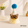 Gorro de Cumpleaños de Peluche de Dibujos Animados para Niños Decoración de Fiesta Adorable Gorro con Pompón en Forma de Animal Accesorios para Fotos de Primer Cumpleaños