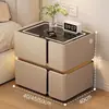 Mesita de noche inteligente de madera maciza, mueble de dormitorio de lujo de alta gama para el hogar con altavoz, carga inalámbrica, almacenamiento, no requiere instalación