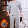 Novo conjunto esportivo casual de algodão para outono e inverno masculino, conjunto de duas peças com suéter de gola redonda para fitness e corrida, masculino de meia-idade