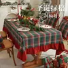Mantel a cuadros estilo americano transfronterizo, rectangular, estilo retro, para mesa de centro, con borlas, decorativo