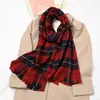 Cachecol Feminino Novo Estilo Britânico Caxemira Outono e Inverno Xadrez Vintage Versátil Longo Espessado Quente Extra Grande Echarpe