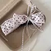 Bons Sonhos~ Presilha de Banana com Laço de Bolinhas Rosa Estilo Miu, Grampo Atmosférico com Toque Sofisticado, Acessório de Cabelo para Mulheres