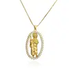 Colar com Pingente Geométrico Vazado Inlaid de Zircônia Banhado a Ouro 18K Cobre Aogu, Venda Quente Transfronteiriça, Joia de Luxo Leve de Alta Qualidade, Novo