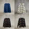 Suéter de Punto Trendy de Marca para Otoño e Invierno 2024, con Letras y Logo Repetido, Cuello Redondo, para Hombres y Mujeres, Top Casual Holgado de Manga Larga