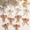 Estilo Coreano Ins Frescos y Llamativos Plata Perla Pedrería Moño DIY Aretes de Moda Accesorios de Flor de Zapato para Mujer Hebilla de Zapato
