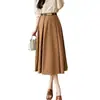 Saia plissada estilo vintage para trabalho, saia evasê de guarda-chuva de cintura alta emagrecedora para outono, roupas femininas de comércio exterior