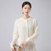 Cárdigan Chaqueta de Punto 100% Lana Merino Pura para Mujer Cuello Redondo 2026 Nuevo Otoño Temprano Suéter de Manga Larga
