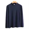 Camiseta térmica feminina para outono e inverno, top de outono quente com manga longa e gola alta meia, roupas femininas, gola alta meia tendência