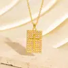 Collar Versátil Cadena para Suéter Colgante Cuadrado de Comercio Exterior Popular Transfronterizo Completamente Diamantado Chapado en Cobre Oro de 18 Quilates Estrella de Cinco Puntas Cruz