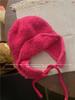 Gorro de peluche para mujer, estilo japonés, grueso, cálido, de lana, con protección para los oídos, pequeño, de punto, resistente al frío, para otoño e invierno, 2024