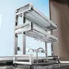 Estante para Fregadero de Cocina Acero Inoxidable Estante para Platos y Utensilios de Fregadero para Sostener Platos y Platos Estante Multifuncional de Almacenamiento con Drenaje Estante para Tapas de Ollas